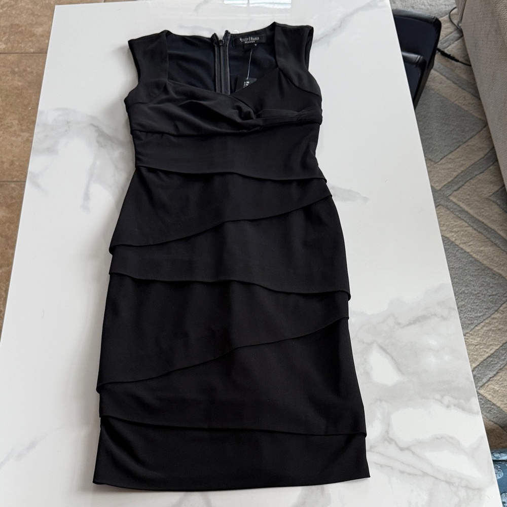 White House Black Market Elegant Black Layered Mini Dress